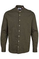 Kronstadt Dean Slim Fit Flanellen Overhemd groen, Effen - thumbnail