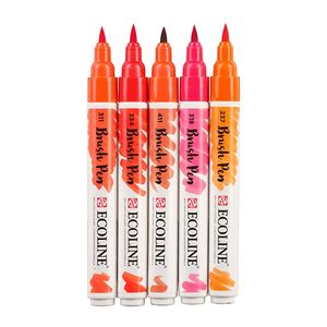 Brushpen Talens Ecoline set-rood blister ÃƒÆ’ 5 stuks ass