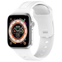 By Qubix - Square siliconen band - Wit - Compatible met Apple Watch 38mm / 40mm / 41mm / 42mm - Compatible Apple watch bandjes