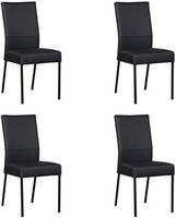 Set van 4 Donkerblauwe leren moderne eetkamerstoelen Real - poot vierkant zwart - Toledo Leer Pacific (donkerblauw leer) - thumbnail