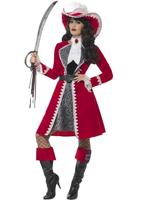 Deluxe Authentic Lady Captain Costume, Red, with Dress, Jacket, Neck Tie & Boot Covers, (L)