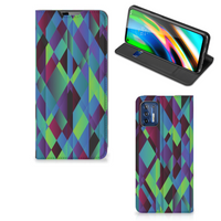 Motorola Moto G9 Plus Stand Case Abstract Green Blue