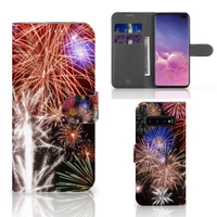 Samsung Galaxy S10 Plus Wallet Case met Pasjes Vuurwerk - thumbnail