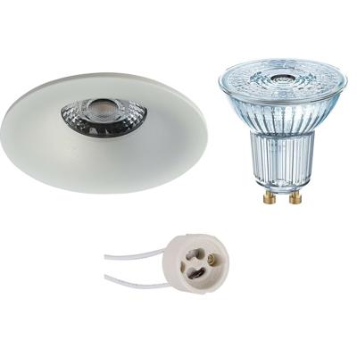LED Spot Set - OSRAM Parathom PAR16 930 36D - Pragmi Nora Pro - GU10 Fitting - Dimbaar - Inbouw Rond - Mat Wit - 3.7W - Warm Wit 3000K - Ø82mm
