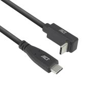 ACT USB C hoekkabel 2m, PD 60W USB C haakse stekker 90 graden, recht omhoog/omlaag, 10 Gbps gegevenssnelheid, videoresolutie 4K @60Hz USB Type C videokabel, datakabel, oplaadkabel - AC7472