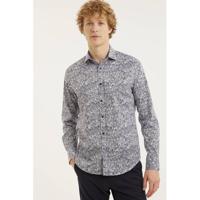 A fish named Fred slim fit overhemd met all over print donkerblauw