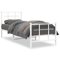 Bedframe met hoofd- en voeteneinde metaal wit 80x200 cm