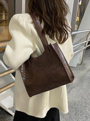 Dames Mode Geborduurd Draad Retro Groot Capaciteit Tote Schouder Tas