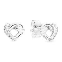 Pandora 298019CZ Oorknoppenr Knotted Hearts zilver-zirconia wit