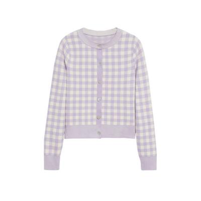 Mango geruit gebreid vest lila