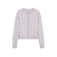 Mango geruit gebreid vest lila