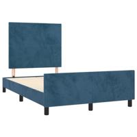 vidaXL Bedframe met hoofdbord fluweel donkerblauw 120x190 cm, bed, ledikant, tweepersoonsbed, slaapmeubel, bedbodem, bedden, slaapmeubels