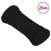 VidaXL Werktouw 4 mm 25 m polyester zwart - thumbnail