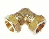 90° gebogen messing compressieaansluiting 22 mm