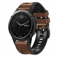 By Qubix - leer + siliconen bandje - Bruin - Compatible met Garmin Instinct 3 / Instinct E - 45mm - Compatible Garmin bandje - Bandbreedte: 22mm