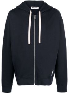 Jil Sander hoodie zippé à patch logo - Bleu