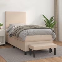 vidaXL Boxspring met matras kunstleer cappuccinokleurig 90x190 cm