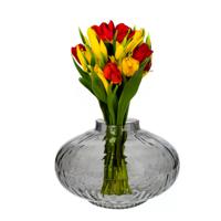 Bloemenvaas Urban - grijs transparant glas - D31 x H20 cm - decoratieve vaas - bloemen/takken