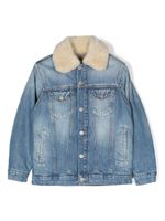 MM6 Maison Margiela Kids veste en jean à détails lainés - Bleu