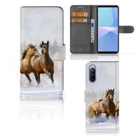 Sony Xperia 10 III Telefoonhoesje met Pasjes Paarden