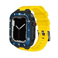 Stiraptie Keramiek hoesje met band modificatie kit voor Apple Watch 8 7 45 mm metalen roestvrijstalen ring siliconen band retrofit set voor IWatch Series 6 SE 5 4 44 mm (kleur: UBY, maat: voor iwatch