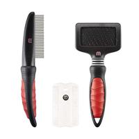 Mikki Kitten Kattenverzorgingsset met slicker-borstel, kam en vlooienkam, zachte verzorgende startset, zwart