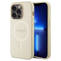 iPhone 15 Pro Guess Saffiano Hybrid Case - MagSafe Compatible - Beige - thumbnail