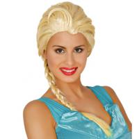 Blonde Elsa prinsessen verkleedpruik - damespruik - met lange vlecht - thumbnail