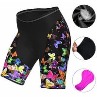 Dames Fietsbroek voor op de weg Fietsbroek Gevoerde wielrenshorts Fietsen Short / Broekje Broeken Bergracen Wegwielrennen Sport Regenboog Vlinder 3D-pad Snel Drogend Ademend Sneldrogend Zwart Geel Lightinthebox