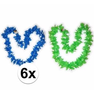 Hawaii thema bloemenslingers groen/blauw 6 pers