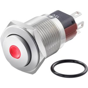 TRU COMPONENTS TC-7494980 TC-GQ16-KH-11ZD/J/R/12V/S Vandalismebestendige drukschakelaar 48 V/DC 2 A 1x uit/aan Continu Rood IP65 1 stuk(s)