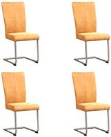 Set van 4 Cognac leren industriële eetkamerstoelen Dry - poot rond rvs - Kenia Leer Cognac (cognac leer) - thumbnail