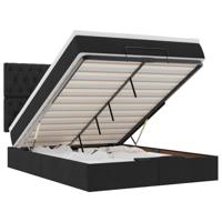 vidaXL Ottoman bed met matras en LED's 140x190cm stof zwart, bedframe, ottoman bedframe, bedframe met opbergruimte onder het bed, bedframe met opbergruimte
