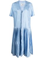 MM6 Maison Margiela robe mi-longue plissée à col v - Bleu