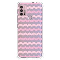 Motorola Moto G30 | G20 | G10 Doorzichtige Silicone Hoesje Waves Roze - thumbnail