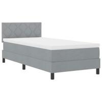 vidaXL Boxspring Bed met Matras & LED Lichtgrijs 100x200 cm Stof
