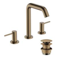 hansgrohe Tecturis S - Wastafelkraan met push-open waste, Wastafelmengkraan met uitloop hoogte 152 mm, Badkamerkraan waterbesparend (EcoSmart+), brushed bronze, 73330140