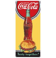 Coca-Cola Tasty Together Emaille Bord - 38 x 18 cm - thumbnail