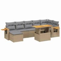 vidaXL 8-delige Loungeset met kussens poly rattan beige, tuinset, tuinmeubel, terrasset, tuinbank, terrasmeubel, loungebank, loungeset tuin