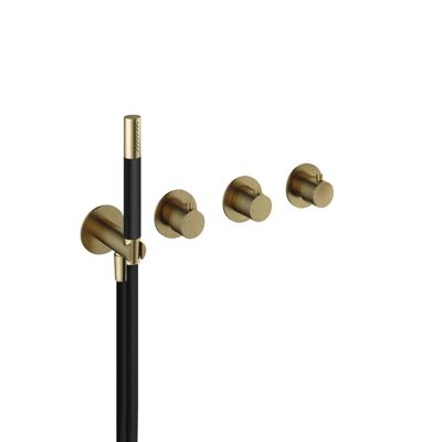 Hotbath Cobber Afbouwdeel Bad/Douche Thermostaat 2 stopkranen zonder uitloop Geborsteld Messing CB7071