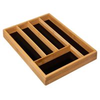 Bestekbak/keuken organizer 5-vaks zwart bamboe 34 x 25 cm