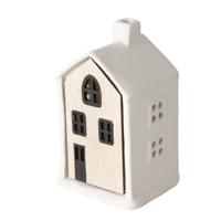 Boltze Home Huisje LED Homewood Porselein Met Hout L6cm X B5cm X H10cm ( - thumbnail