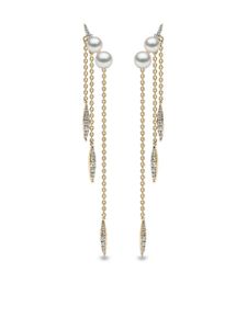 Yoko London boucles d'oreilles Trend en or jaune 18ct ornées de perles et de diamants