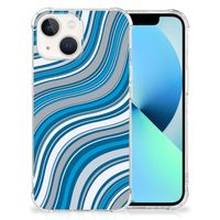 iPhone 13 Doorzichtige Silicone Hoesje Waves Blue - thumbnail