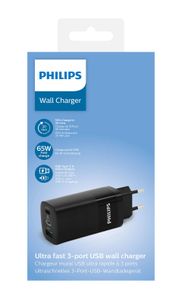 Philips Wandoplader - DLP2681/12 - 1x USB-A - 2x USB-C - Quick Charge - 65 Watt