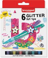 Bruynzeel Kids viltstiften Glitter, set van 6 stuks in geassorteerde kleuren