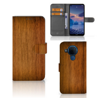 Nokia 5.4 Book Style Case Donker Hout - thumbnail