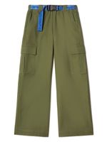 Off-White Kids pantalon cargo à ceinture logo Bookish - Vert