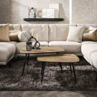 LifestyleFurn Salontafel Corky Metallic, Set van 2 stuks - Brons antiek - thumbnail