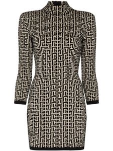 Balmain robe courte en maille à motif monogrammé - Noir